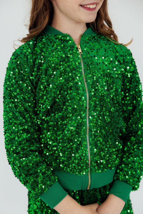 kelly-green-velvet-sequin-jacket Mila & Rose - Sophia's StyleSequin Jacket-1